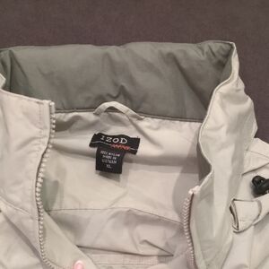 Izod Gray High-Collar Jacket, Hidden Hood, Sz XL